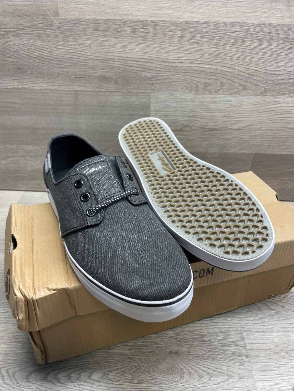 Casual Charcoal Slip-On Loafers with Textile Upper #950